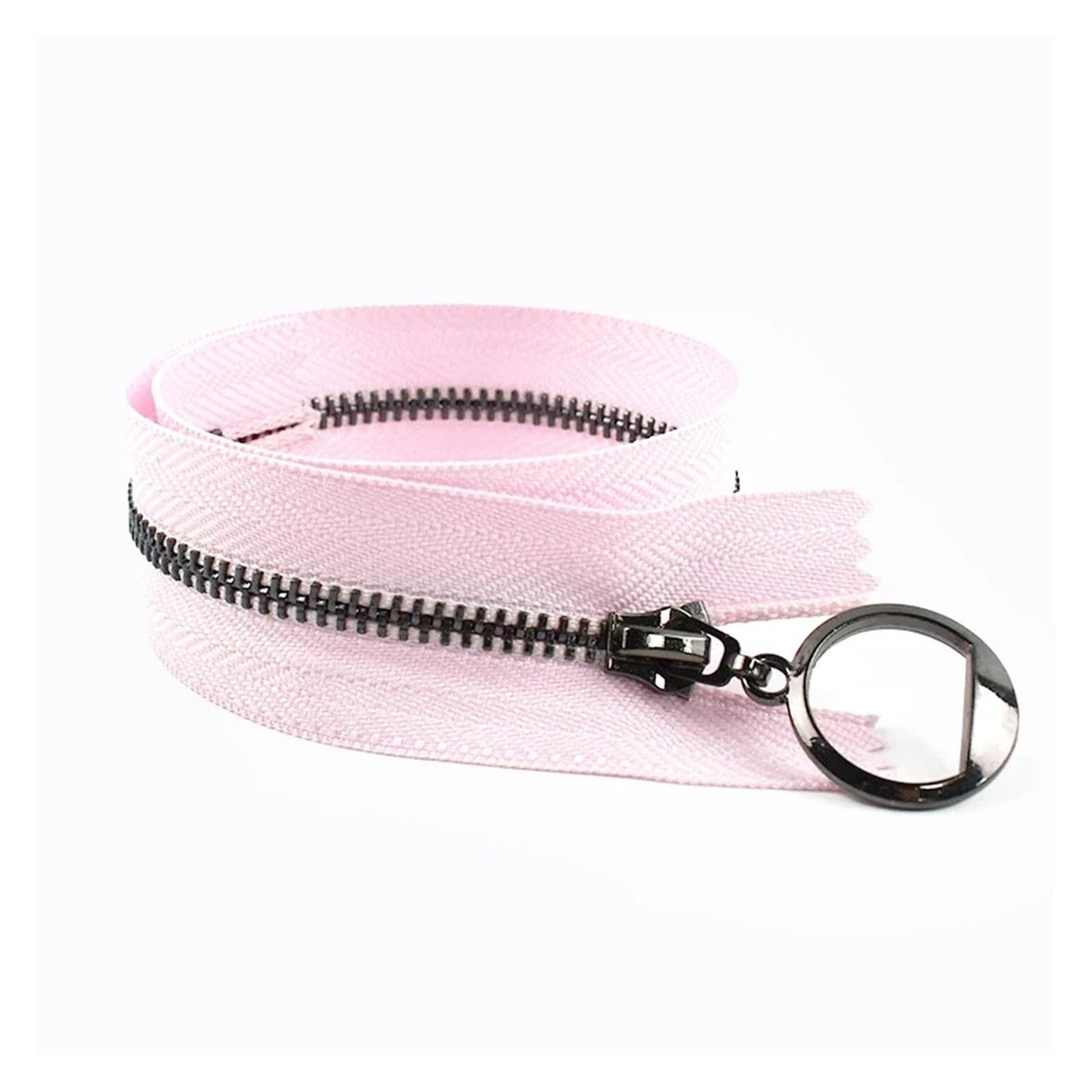 2/5 Pezzi 3# Borsa Anello Cerniere In Metallo 60-70cm Open-end Tasca Con Cerniera Vestiti Chiusura Zip Kit Di Riparazione Accessori Fai Da Te(PinkxGunBlack,60cm5Pcs)
