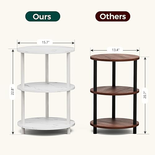 Miniatura 3 de Frylr Mesas auxiliares redondas para sala de estar, pequeña mesa decorativa con parte superior redonda para mesita de noche elegante o mesa auxiliar