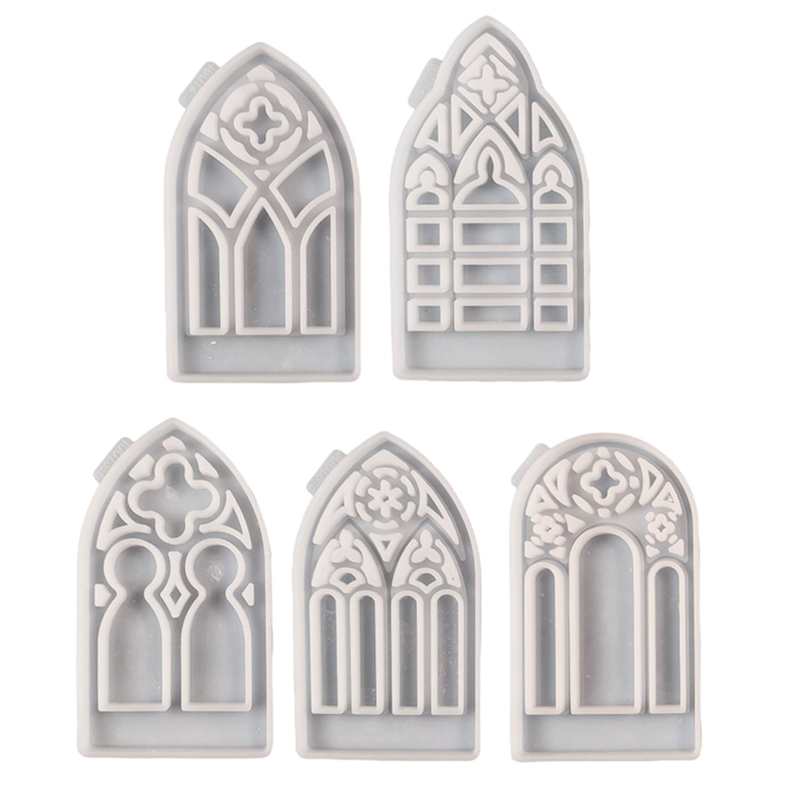 Elnwnnkc 5pcs Holder Silicone Molds Gothic House Candlesticks Molds Resins Castings Moulds For Holder Making 5pcs House Holder Silicone Molds Gothic House Candlesticks Molds