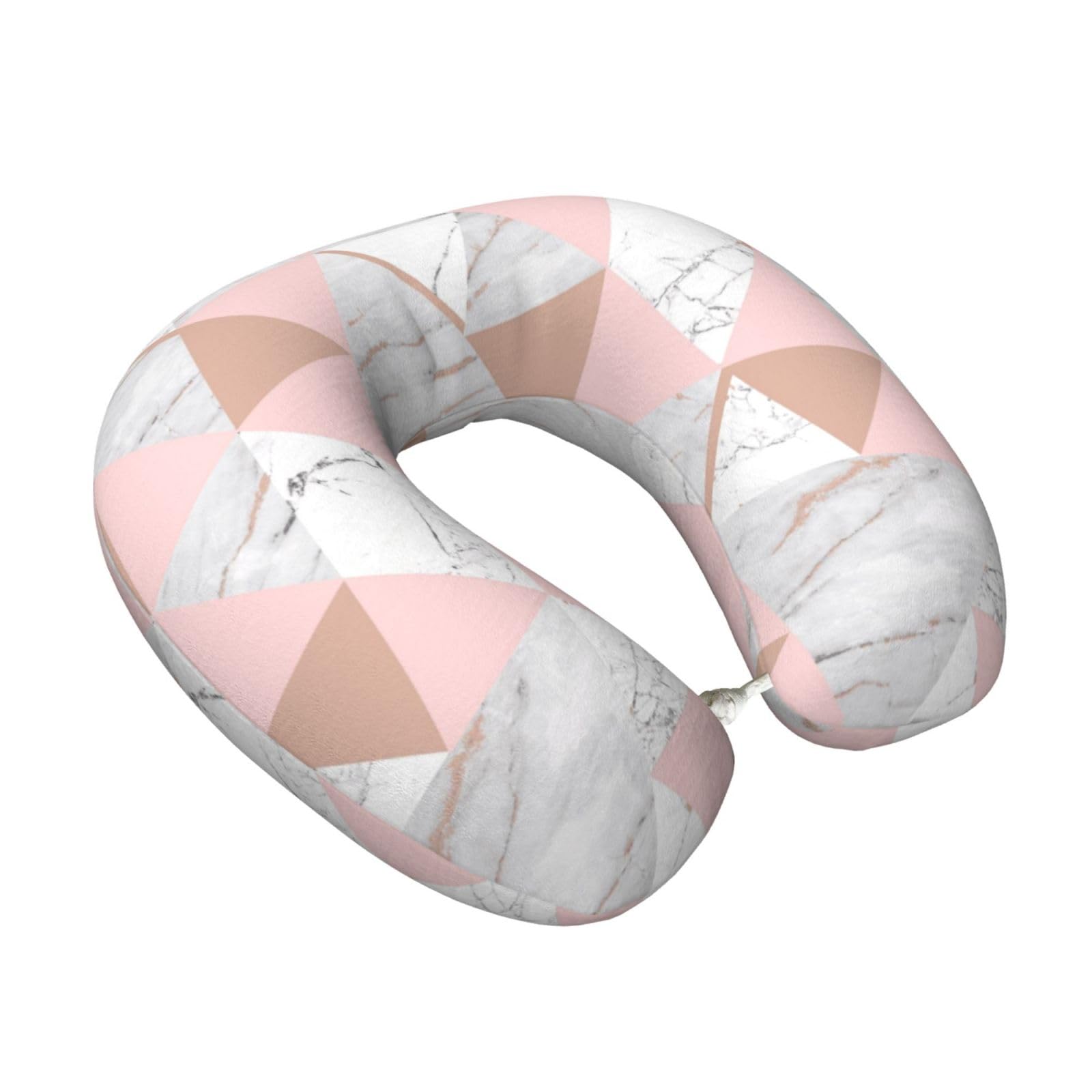 LKYMOH Rose Gold Triangle Marble Pattern, Travel Neck Pillow U-Shaped Memory Neck Support Soft Comfortable With Washable Cover For Airplane Car Traveling and Office