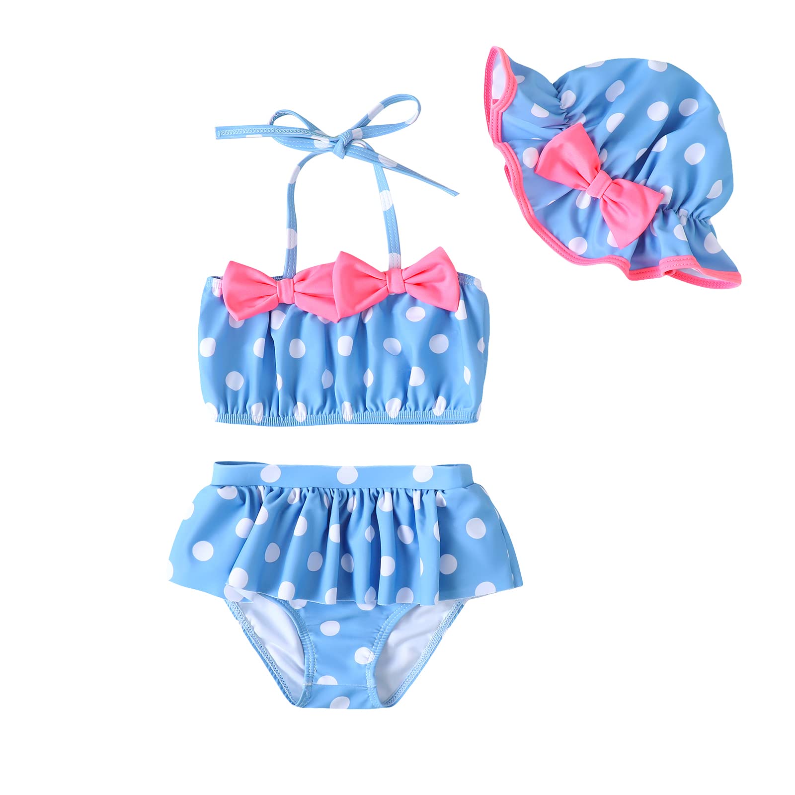 Baby Girl Summer Swimsuit with Hat Toddler Girls Bikini Sets Infant Bathing Suit Beach Outfits