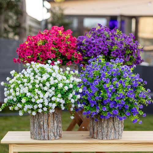 image for AXYLEX Artificial Flowers for Outdoors Fake Plants - 12 Bundles Faux O