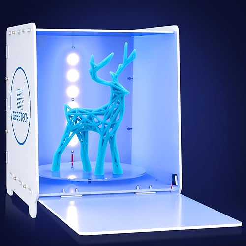 Geeetech Caja de curado de resina UV con plato giratorio de 360 Estación de luz de curado UV de 405 nm para modelos UV Control de tiempo inteligente