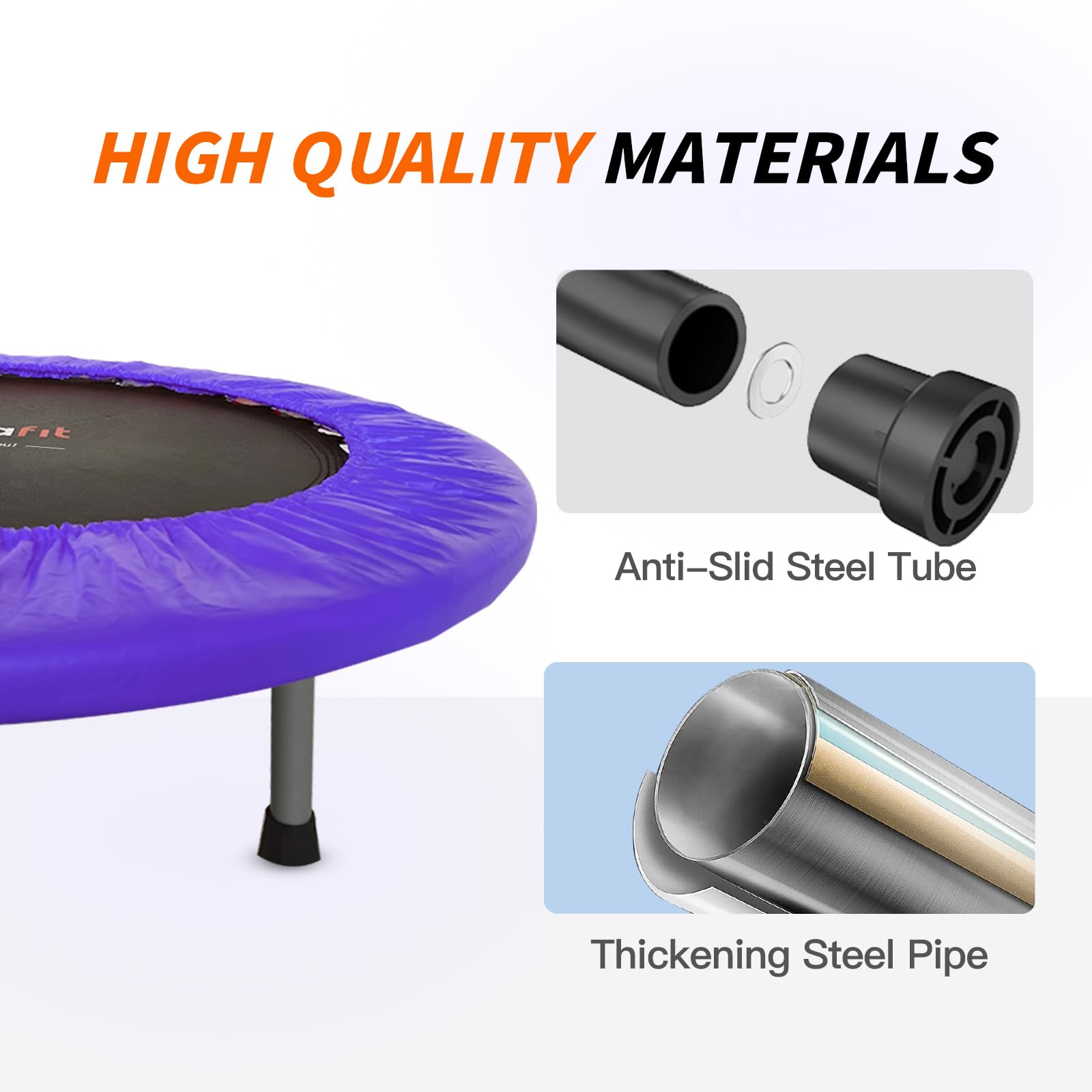 ATIVAFIT 40" Trampoline Pliable Mini rebondisseur d'exercice avec poignée en Mousse réglable Idéal pour l'entraînement de Fitness corporel intérieur/Jardin/entraînement