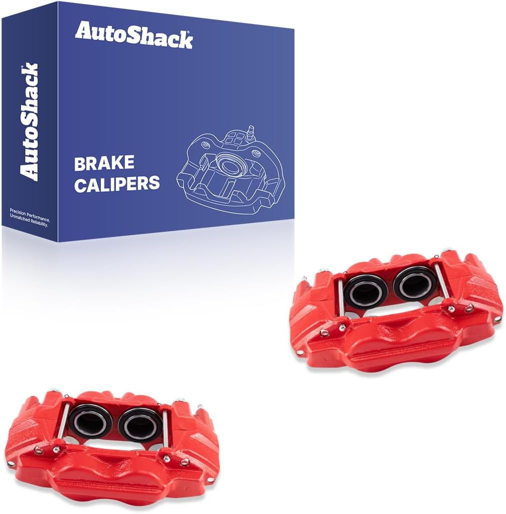 AutoShack Front Brake Calipers Red Powder-Coated Left & Right Replacement for 2005-2023 Toyota Tacoma 2007-2014 Toyota FJ Cruiser 2-PC Set
