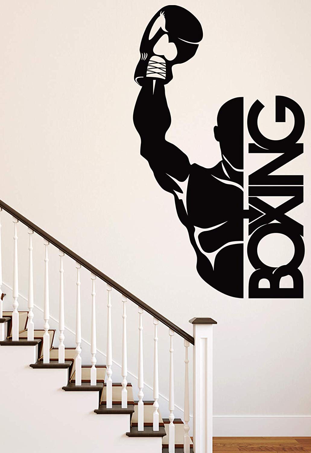 Boxing Gym Bodybuilder Motivate Wall Sticker Gym Exercise Wall Sticker (Black)