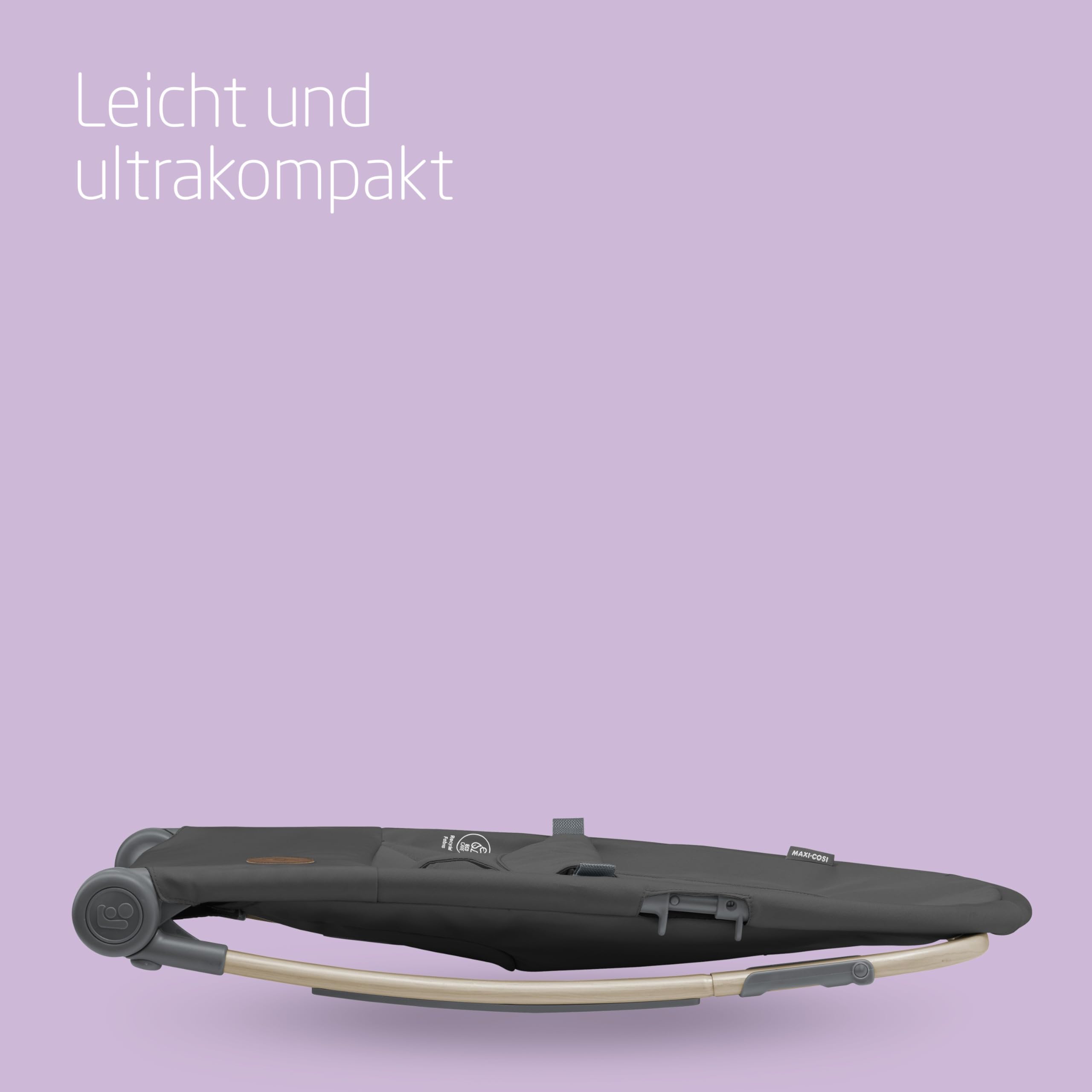 Maxi-Cosi Loa Babywippe, ultrakompakt zusammenklappbare, leichte Babywippe, 2 Liegepositionen, tragbare Babywippe aus 100 % Recyclingmaterialien, 0 bis ca. 2 Jahre, 0–12 kg, Beyond Graphite