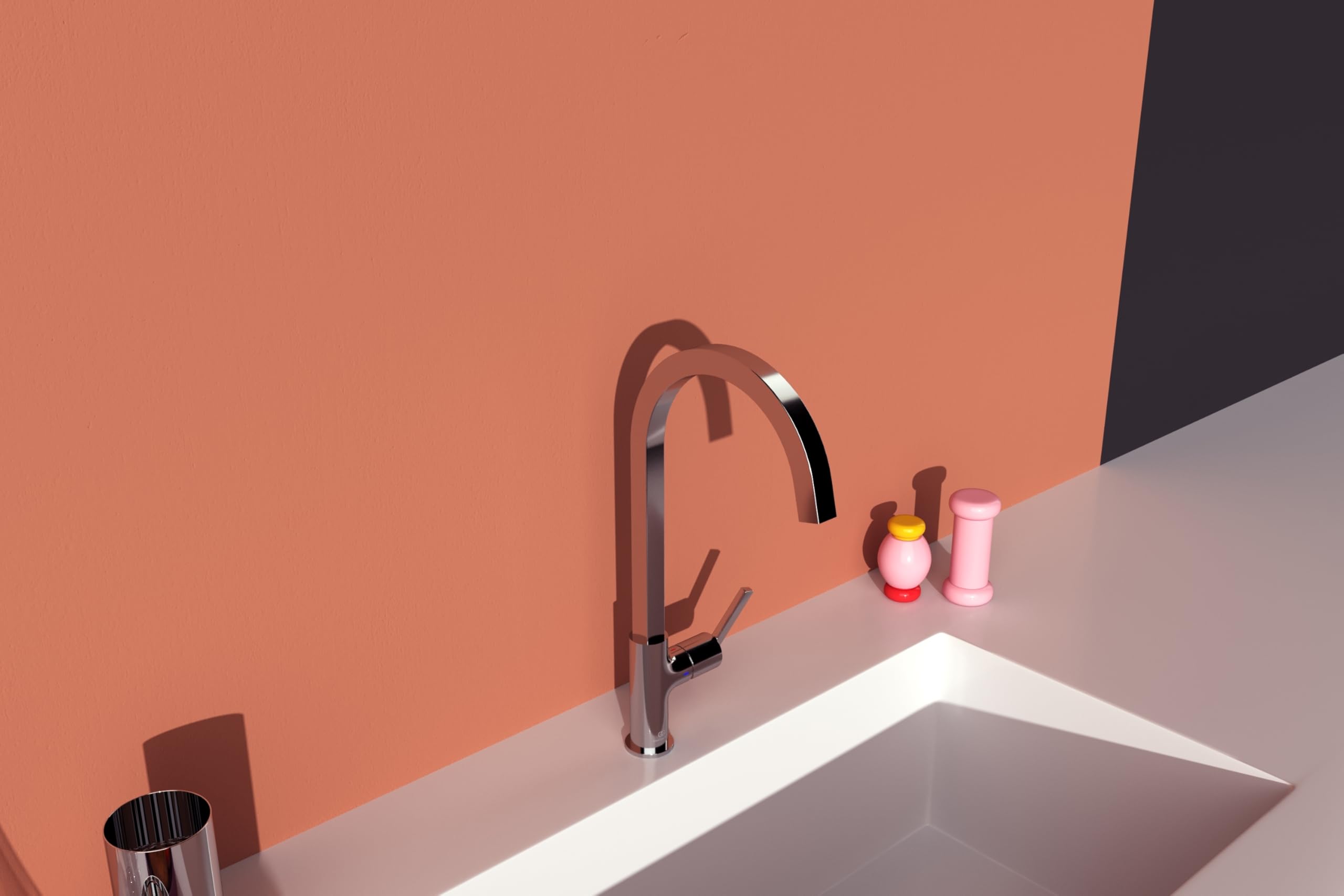 Ideal Standard – Gusto Miscelatore cucina, Bocca alta squadrata, con cartuccia FirmaFlow, bocca girevole a 360°, facile da installare con fissaggio EasyFix+, Cromato