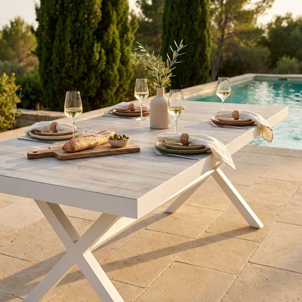 milani home GRES - tavolo da giardino allungabile in alluminio e gres