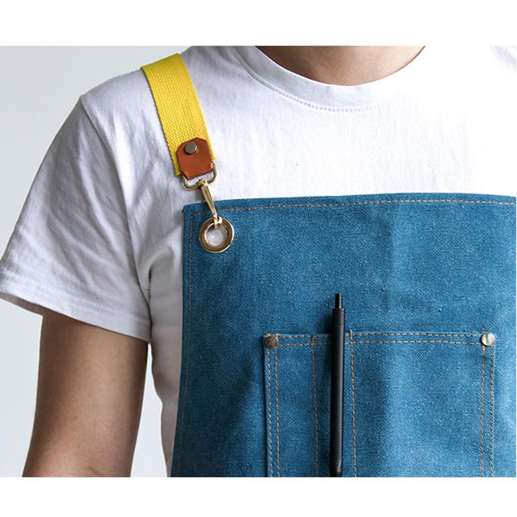 NEBE Delantal de camarero Delantal de lona a la moda for hombres y mujeres, jardinería, carpintería, cerámica hecha a mano, peluquería, manicura, pintura, ropa de trabajo Delantales Delantal