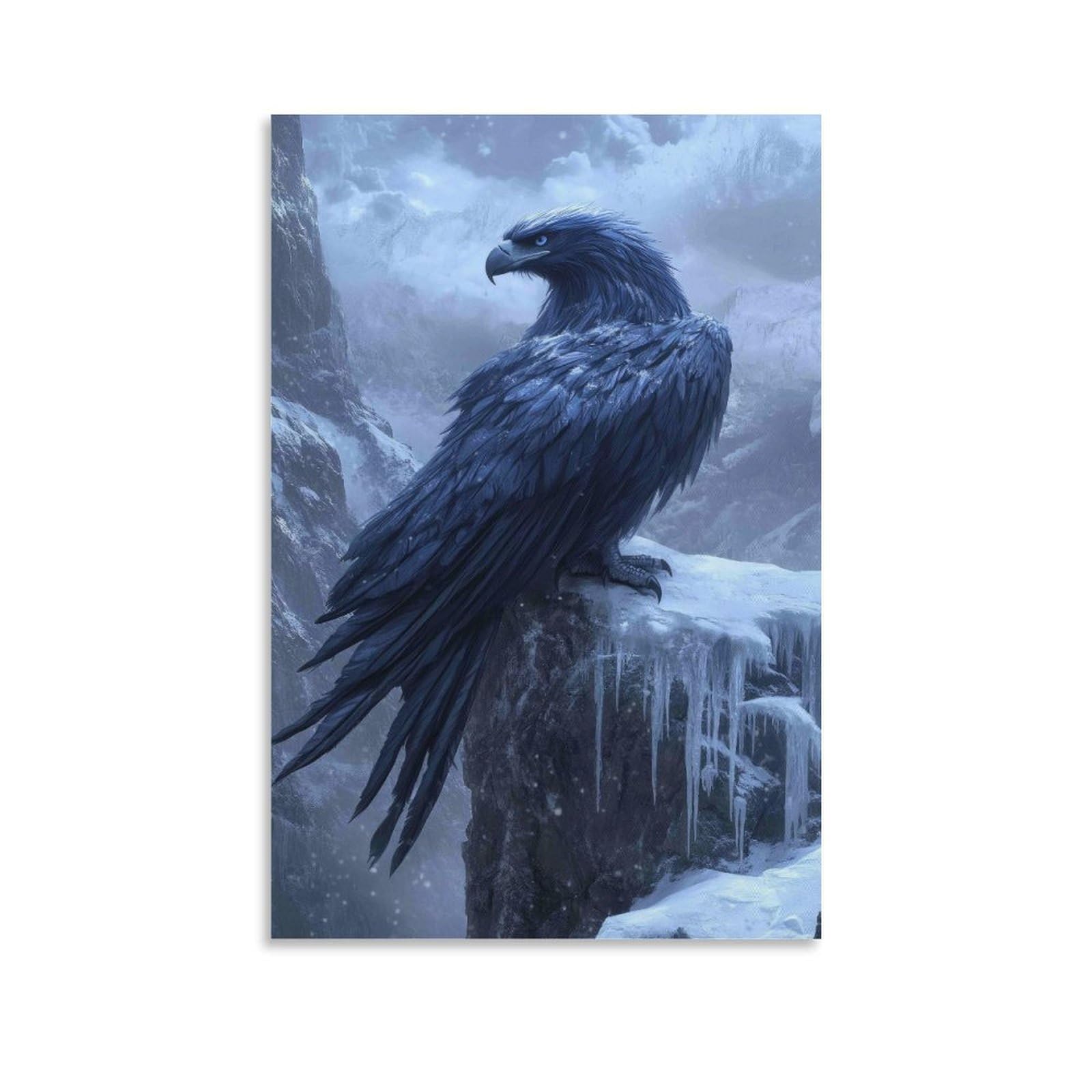 DHBANEIOK Eagle Perched Snowy Cliff Poster Artwork Giclee Canvas Prints Modern Canvas Wall Art Picture Wall Hanging for Home Decorations 16x24inch(40x60cm)