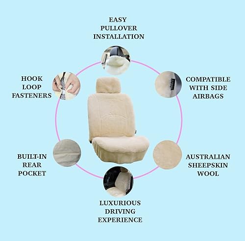 Miniatura 6 de Funda de asiento de piel de oveja auténtica, funda de asiento de piel de cordero, funda de asiento de automóvil de invierno, funda de asiento de