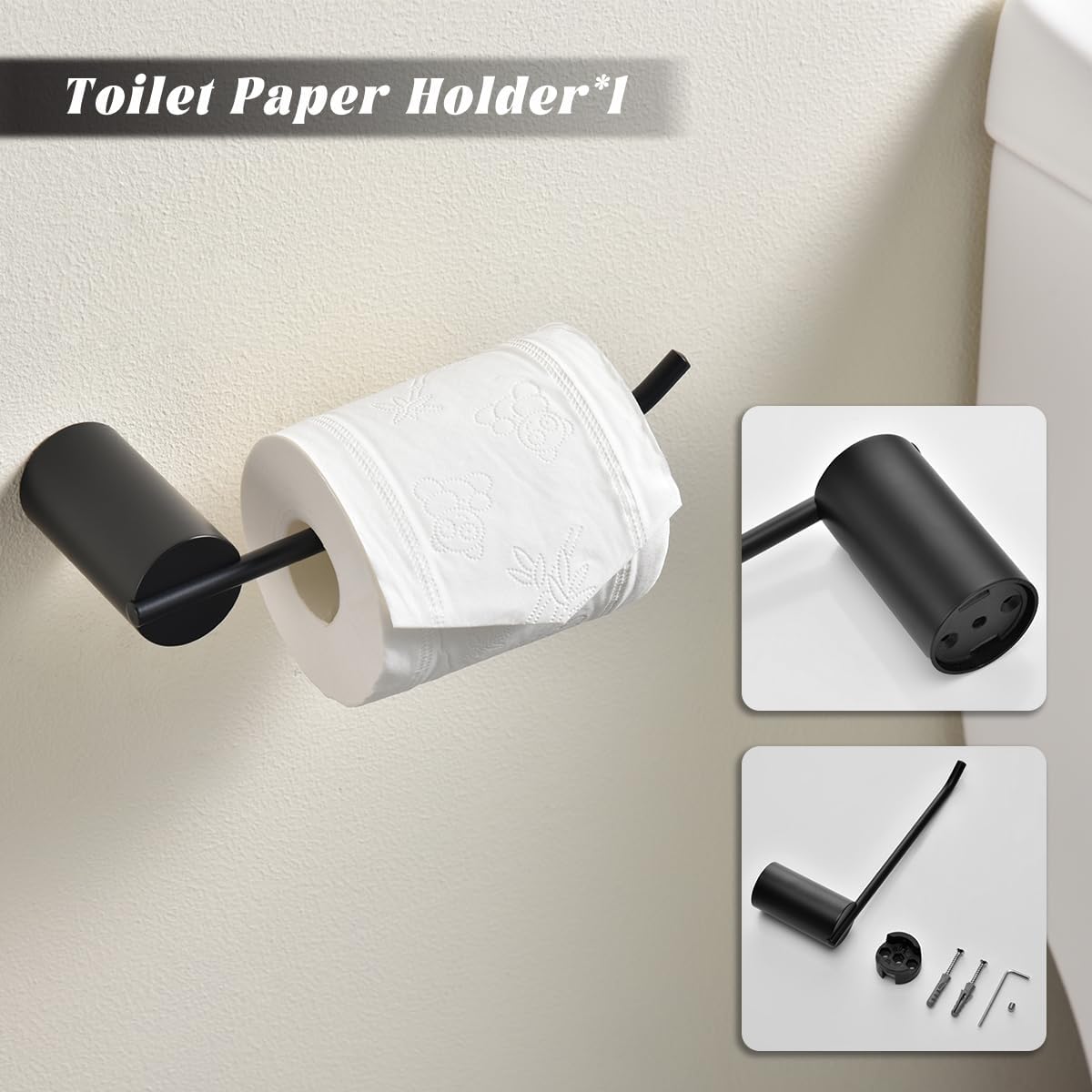 Bathroom Hardware Set Black Robe Hook Towel Rail Bar Rack Bar Shelf Tissue Paper Holder Toothbrush Holder Bathroom Accessories,SW96068S-4MB.