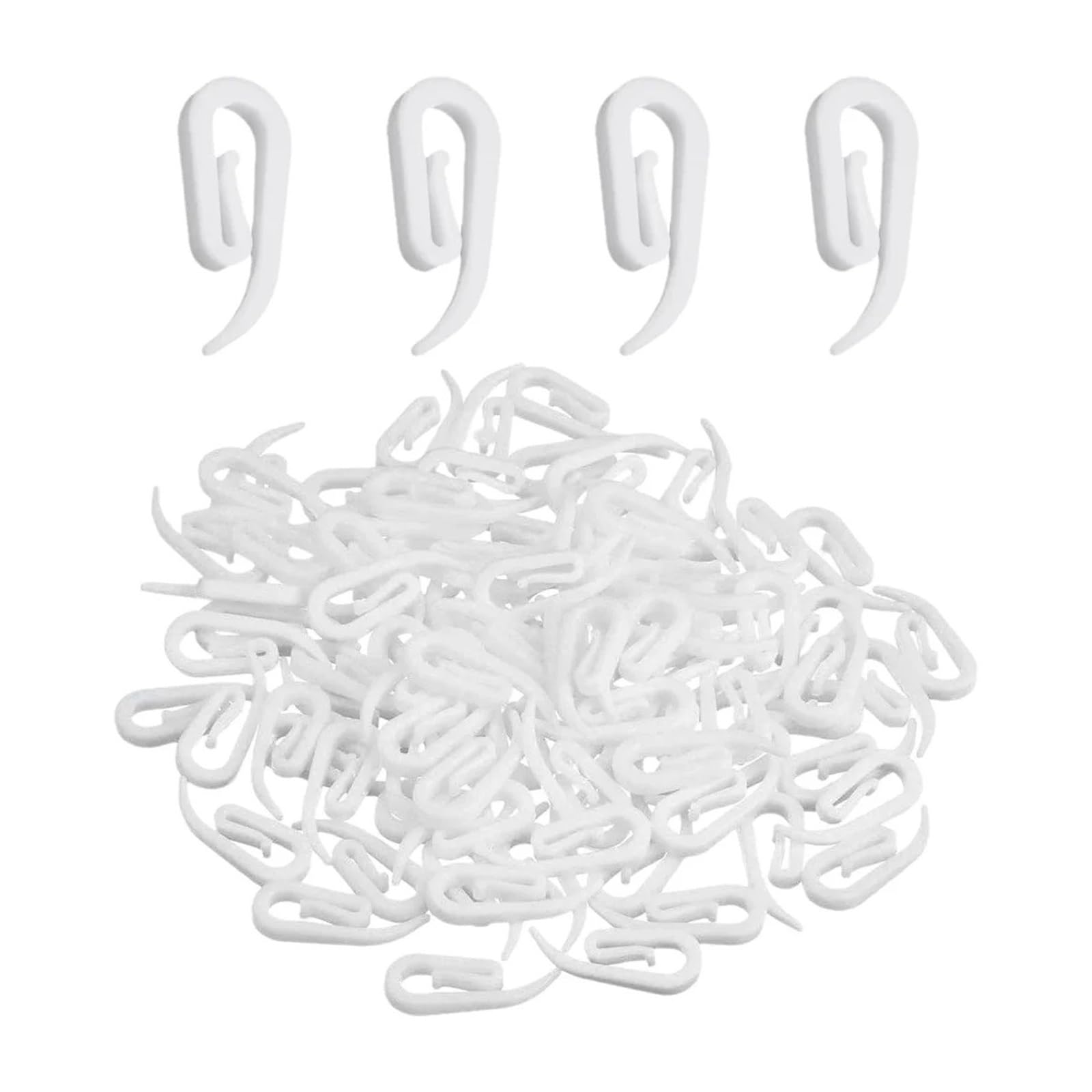Curtain Hooks 200PCS Modern Minimalist White Plastic Curtain Hooks Fabric Bend Track Accessories Suitable