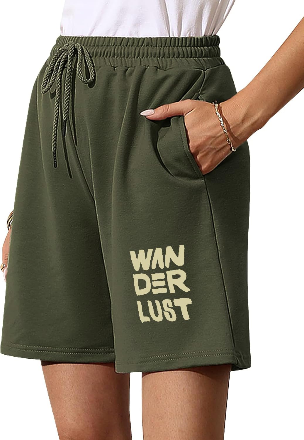 Women's Green Casual Summer Cotton Shorts Athletic Gym Shorts Basic Shorts Relaxed Fit Running Jogger Shorts with Pockets
