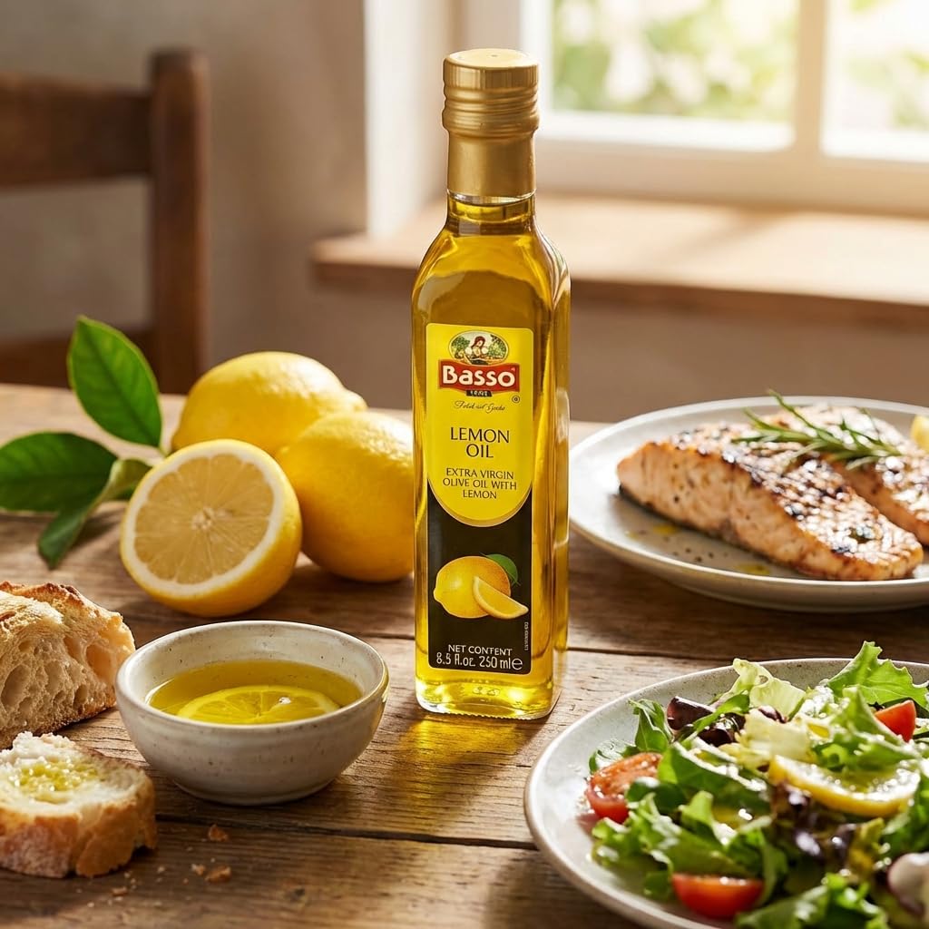 BASSO 1904 - Lemon Oil, Infused Premium Extra Virgin Olive Oil, 8.5 Fl Oz (250 ml), Finishing, Cooking, Dipping, Dressing, and Tasting - Image 4