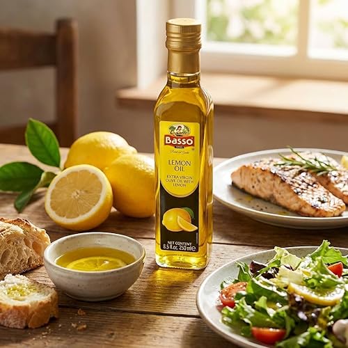 Miniatura 4 de BASSO 1904 - Aceite de Limón, Aceite de Oliva Extra Virgen Premium Infundido, 8.5 Fl Oz (250 ml), para Acabado, Cocina, Sumersión, Aderezo y