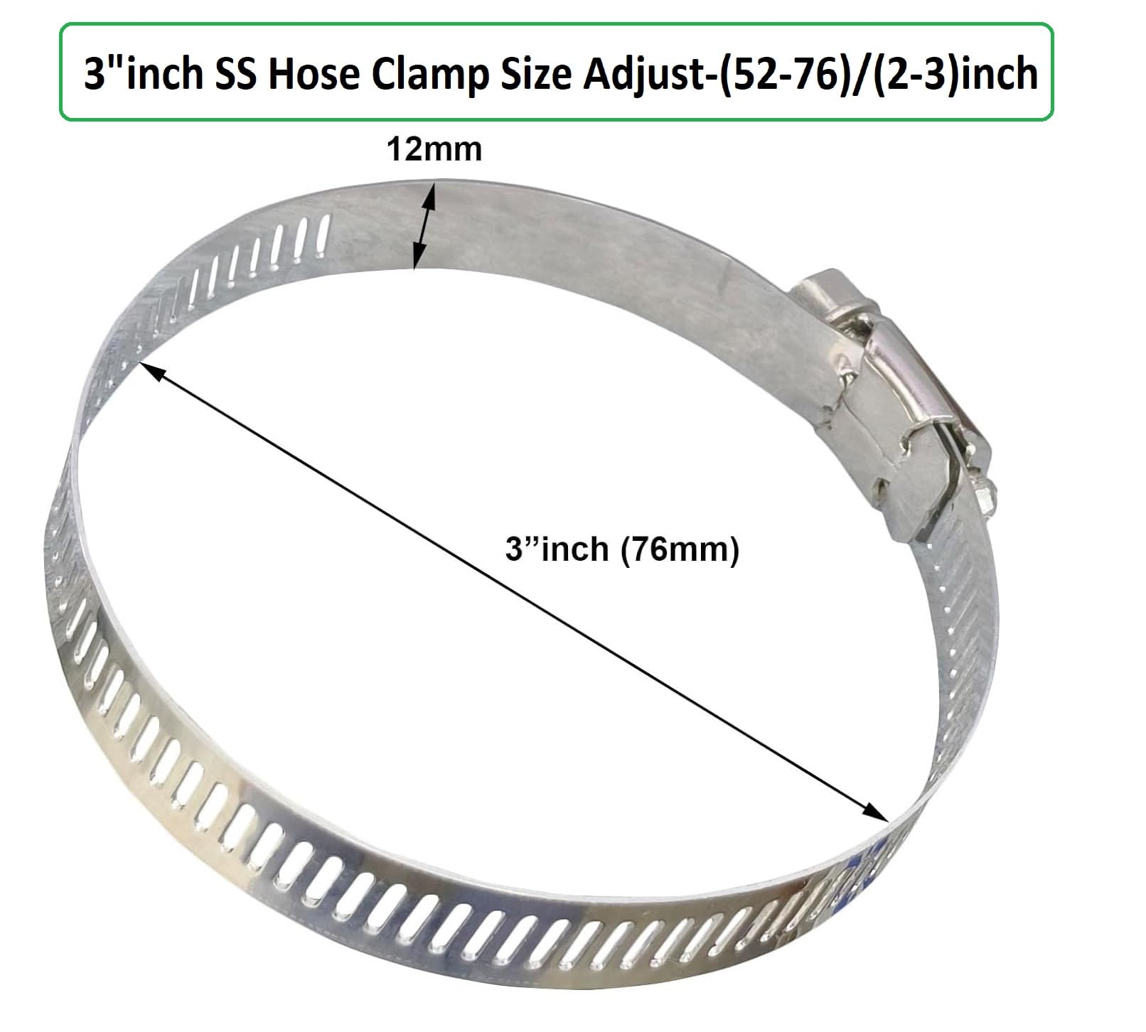ESEKSAFAR Alloy Stainless steel Hose clamp/Pipe clip Diameter Size adjust (5, 3"-inch) 1