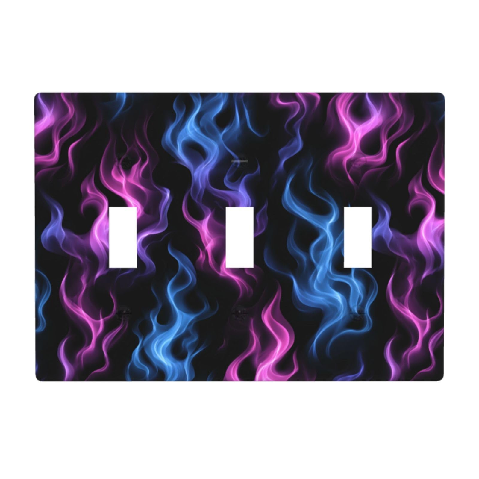 Pink and Blue Flames Pattern Light Switch Covers 3 Gang Triple Toggle Wall Plate Switchplate Electrical Faceplate for Bathroom Kitchen Bedroom Decor