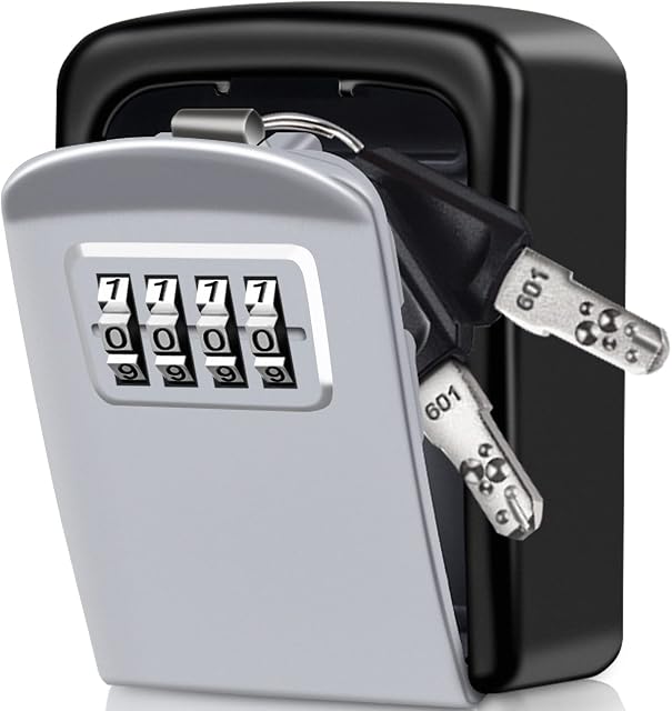 Key Safe, [Wall Mounted] Diyife Heavy Duty Key Box Weatherproof Key Holder, [Security Enhanced] 4 Digit Combination Lock Box for Keys Outdoor for Airbnb Home Garage School Office, 5 Keys Capacity