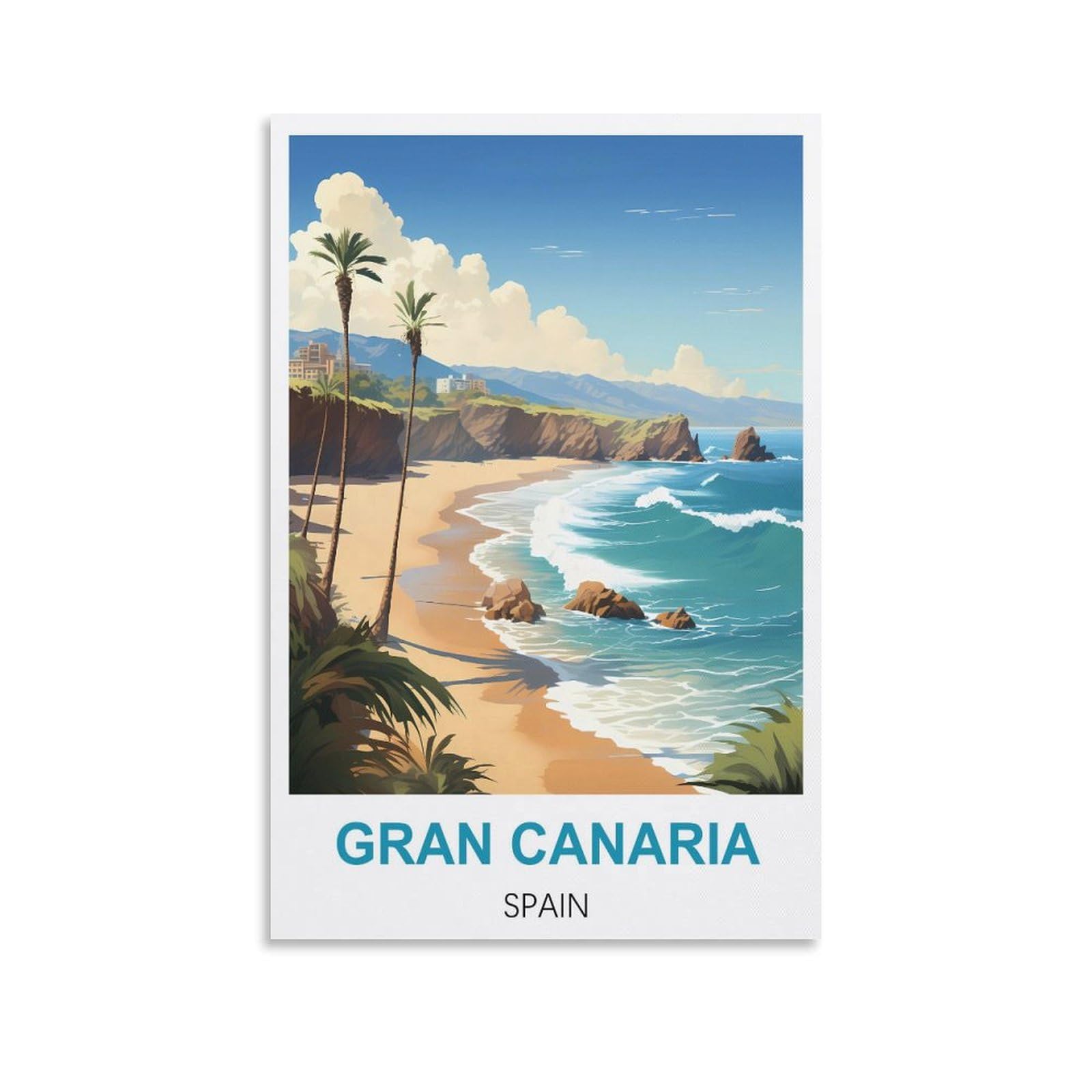 Metal Tin Sign Plaque Poster,Gran Canaria Spains,Vintage Tin Sign Metal Retro Art Wall Poster for Home Club Garden Decor 15x30cm