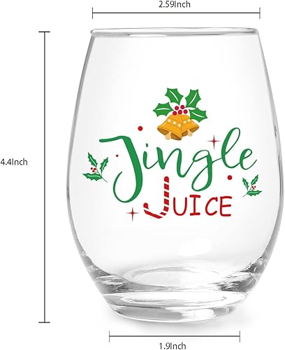 Miniatura 7 de Jogskeor Jingle Juice - Copa de vino de Navidad, 15 onzas, copa de vino de Navidad sin tallo para amigos, mujeres y hombres, idea de regalo de Año