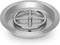 Vista 7 de Stanbroil Bandeja redonda plana para fogata de acero inoxidable de 30" con anillo quemador de 24 fuegos instalado, BTU 296,000 máx