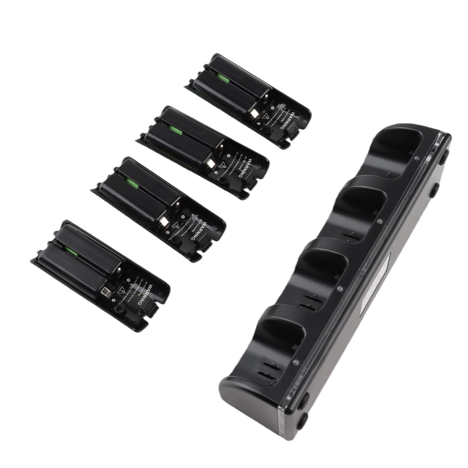 Ejoyous Stazione di Ricarica Base di Ricarica per Telecomando ABS con 4 Batterie Ricaricabili da 2800 MAh Indicatore LED Cavo USB per Telecomando Configurazione di Gioco Domestica (BLACK)