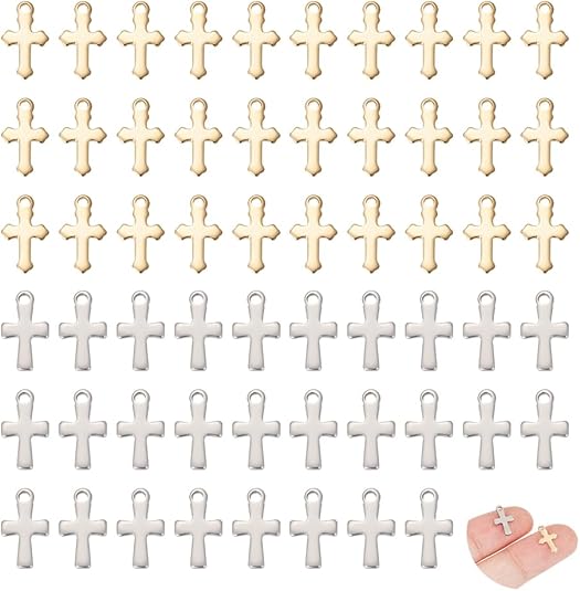 UNICRAFTALE 100pcs 2 Colors Cross Charm Metal Cross
