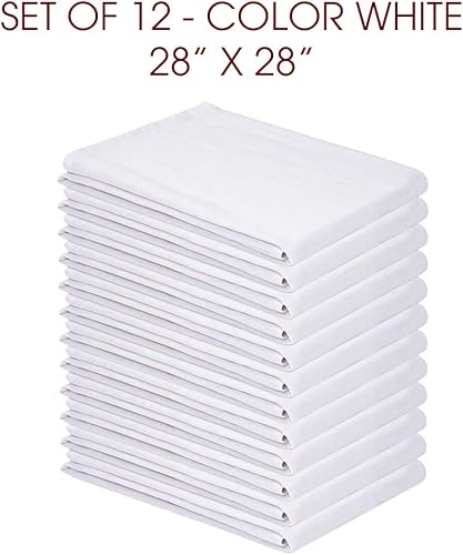 Miniatura 5 de Harina Sack - Toallas de cocina blancas Paquete de 12 28 x 28 pulgadas Toalla de cocina suave y absorbente Toallas de bar de 100% algodón hilado