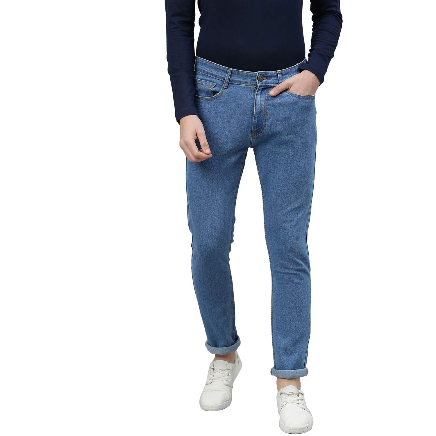 Urbano FashionMen's Slim Fit Mid Rise Washed Jeans Stretchable