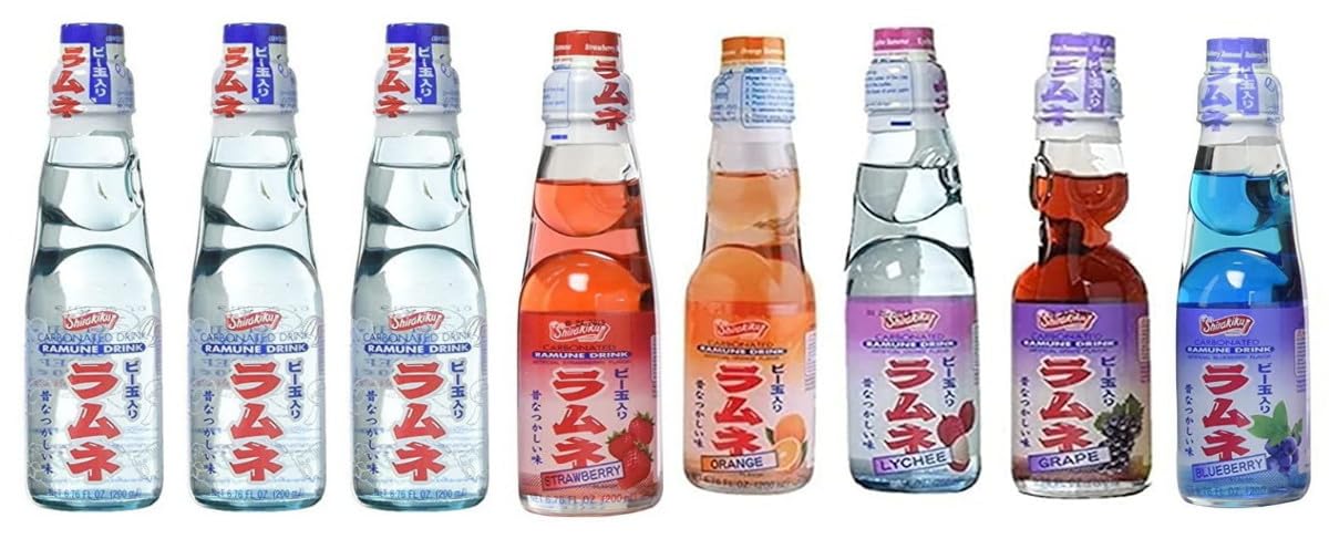 PARSIC RAMUNE Japanese Soft Drink Variety, 8-Pack, 6.76 Fluid Ounce Each