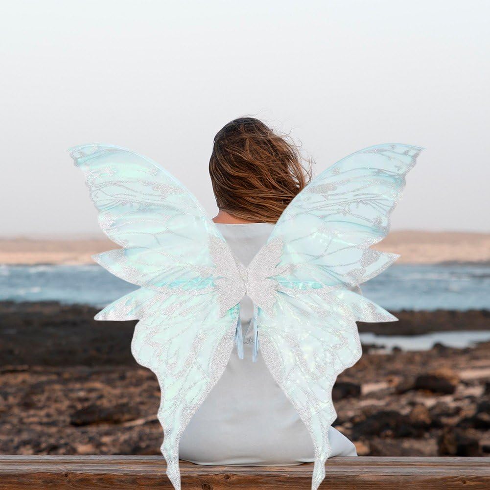 Ailes De Fée Pailletées Pour Adultes – Organza Transparent, Taille Dépliée 80x75 Cm, Bretelles élastiques, Pour Déguisement Et Photos - 11