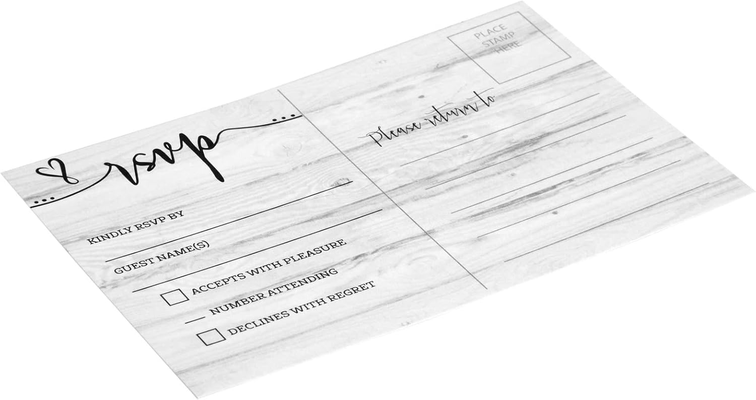 Sustainable Greetings 60-Pack RSVP Cards for Wedding, Response Return RSVP Postcards for Rehearsal Dinner, Baby Shower, Bridal Shower, Birthday Party Invitation, No Envelopes Needed (4x6 in)