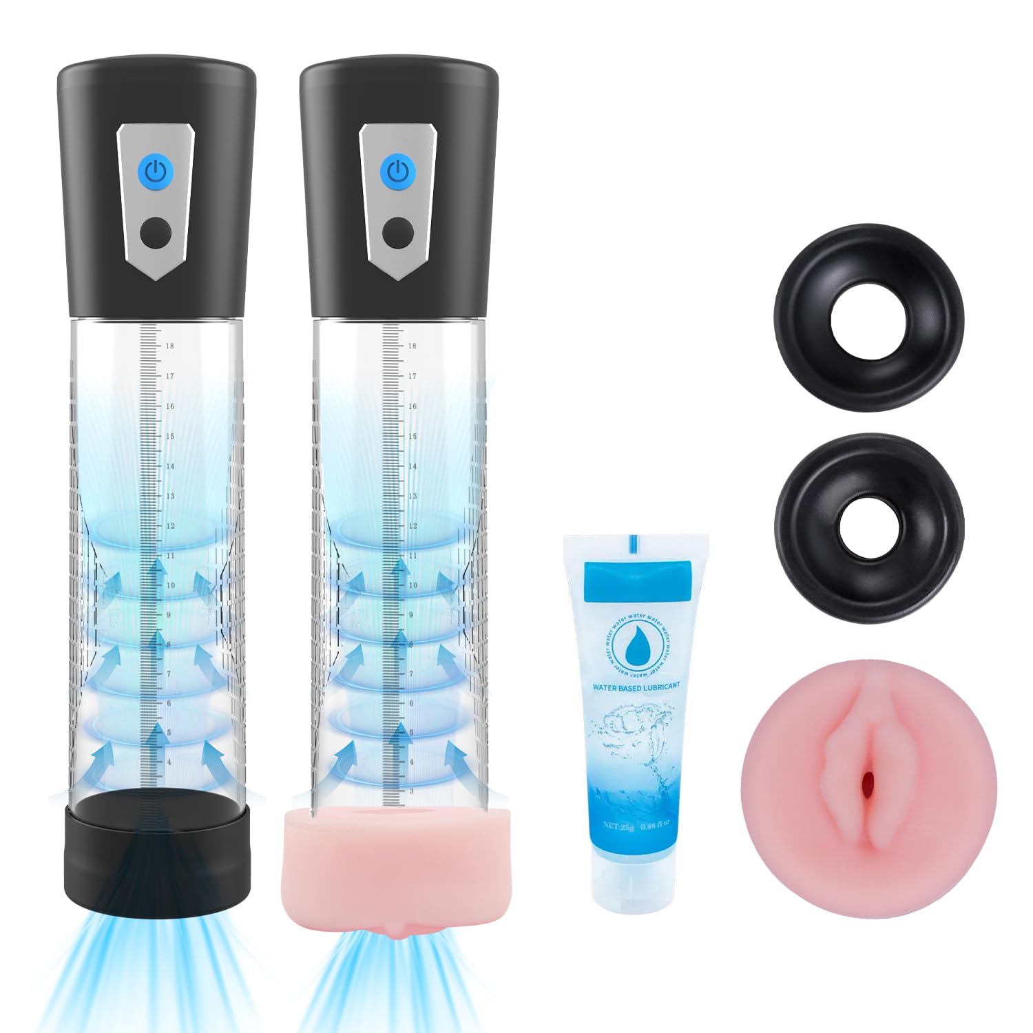 Men's Growth Pump with Strong Suction Vacuum Pump with ED Screen Powerful Electric Vacuum Pump Inch Adjustable Men's Underwear Set Training Tools to Be a Bigger Men KREVJGK10(Battery)