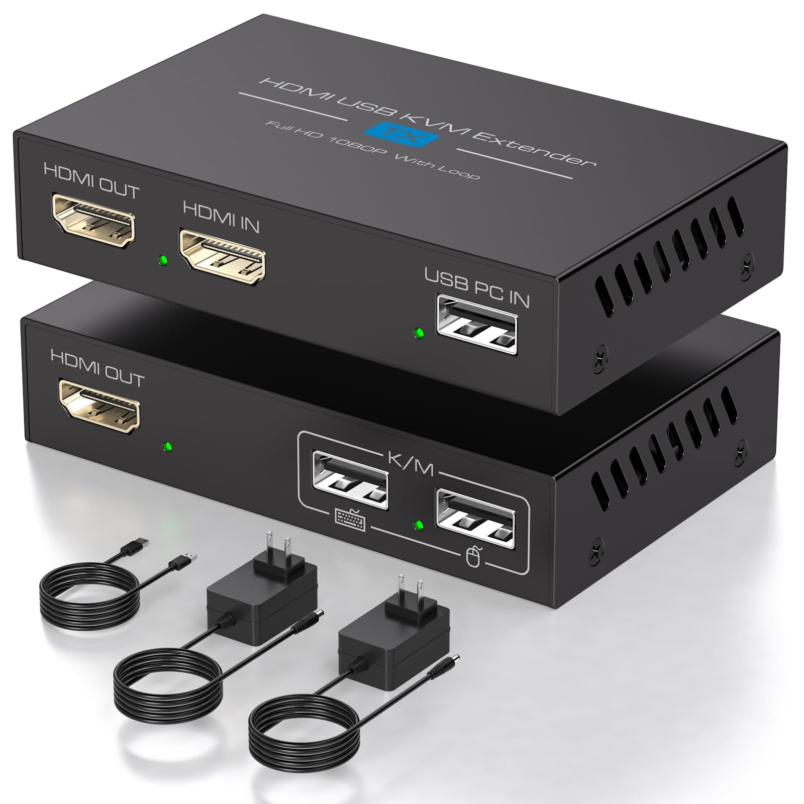 VEDINDUST HDMI KVM USB Extender 400FT 120M Extender RJ45 sur Single Cat5e 6 7 Full HD 1080P60HZ Support Sortie Cyclique EDID pour La Souris et Le Clavier De Commande à Distance