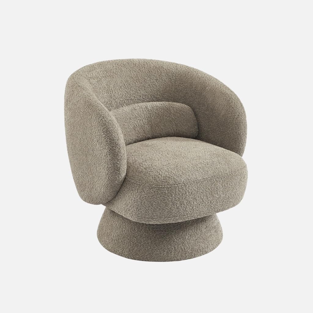 sweeek-Sillón Giratorio 360° en Tela Texturizada con cojín Beige - 76x76x76.5 cm