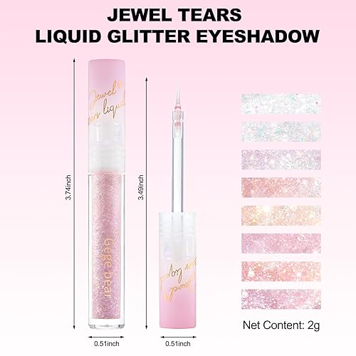 Miniatura 7 de Erinde Jewel Tears - Sombra de ojos líquida con purpurina, delineador de ojos Twinkle Shimmer de larga duración, secado rápido, acabado brillante