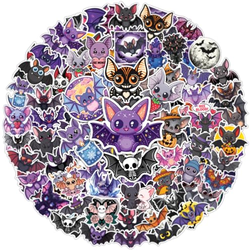 64PCS Cute Bat Stickers Halloween Bat Vinyl Waterproof Stickers for Kids Teens Laptop Water Bottle Scrapbook