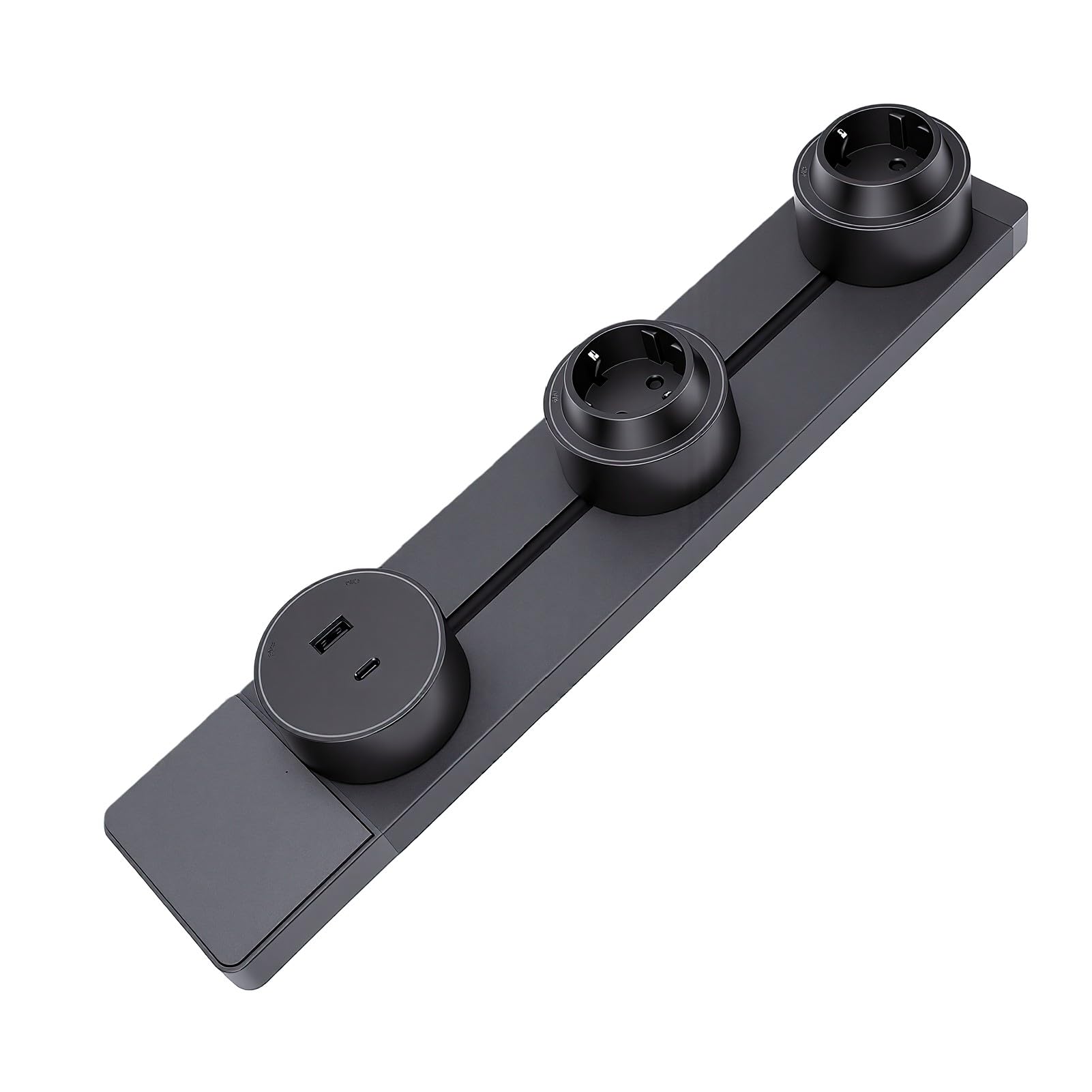 Irfora Multipresa Power Track con Porte USB Design Durevole per Cucina e Ufficio Costruzione in Lega di Alluminio Grigia da 40 Cm