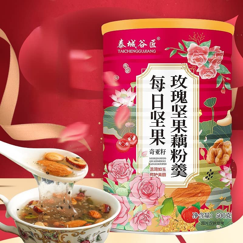 Sweet Scented Chia Seed nut Lotus Root Starch Soup 500g / can?Meal Substitute Powder, Healthy Instant Breakfast Porridgenut?Tremella fuciformis soup (Lotus Root Starch 3,1 can)
