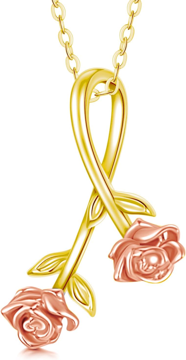 14K Solid Gold Flower/Sunflower/Rose/Tulip Necklaces for Women Gold Flower Pendant Necklace Jewelry Gifts for Her Mother Wife Girlfriend Anniversary Valentine's Day Christmas Birthday Thanksgiving