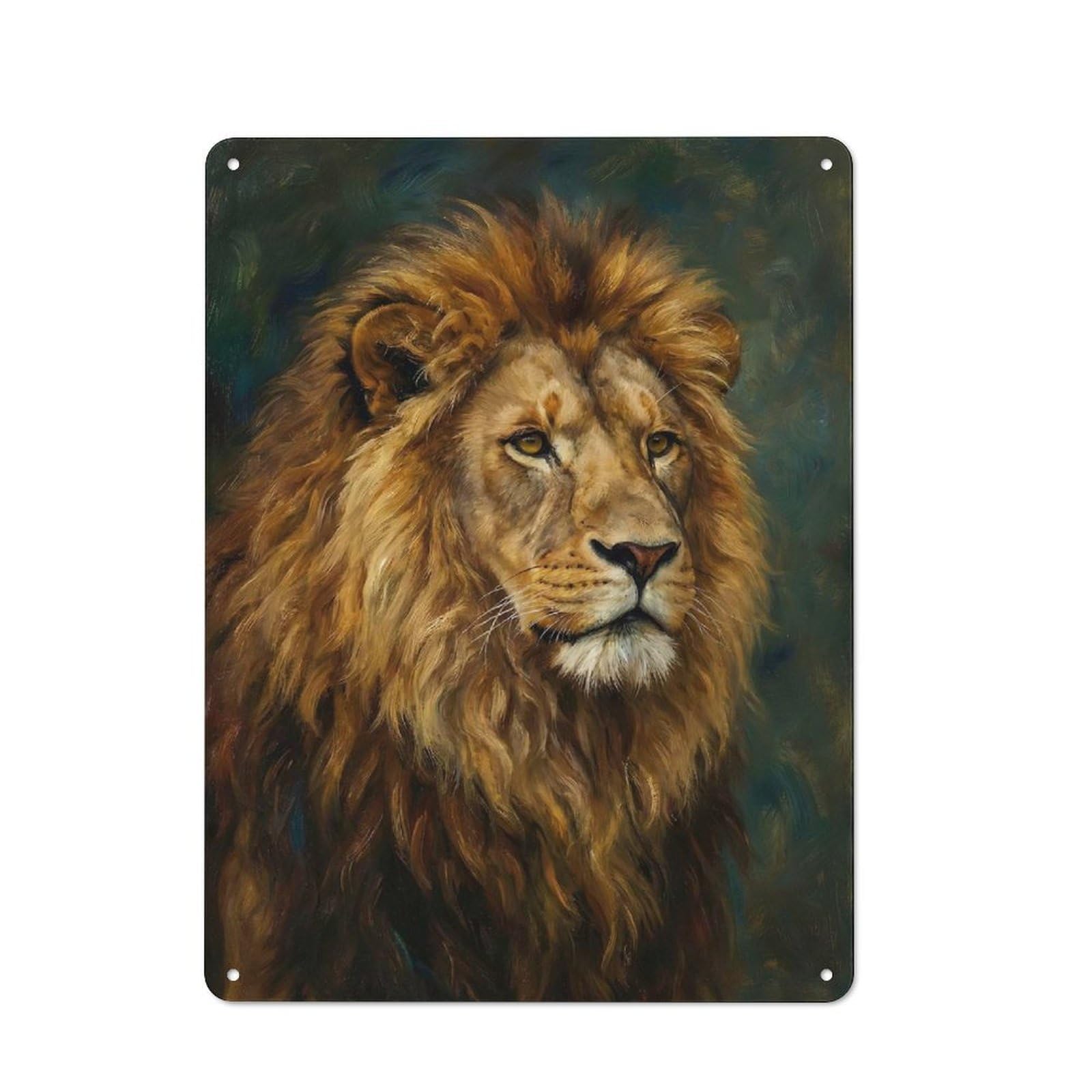 Workshop Style Majestic Lion Portrait(2) Tin Sign 40x30cm, Workshop Wall Decor for Tool Room, Garage, Studio Or Home Bar