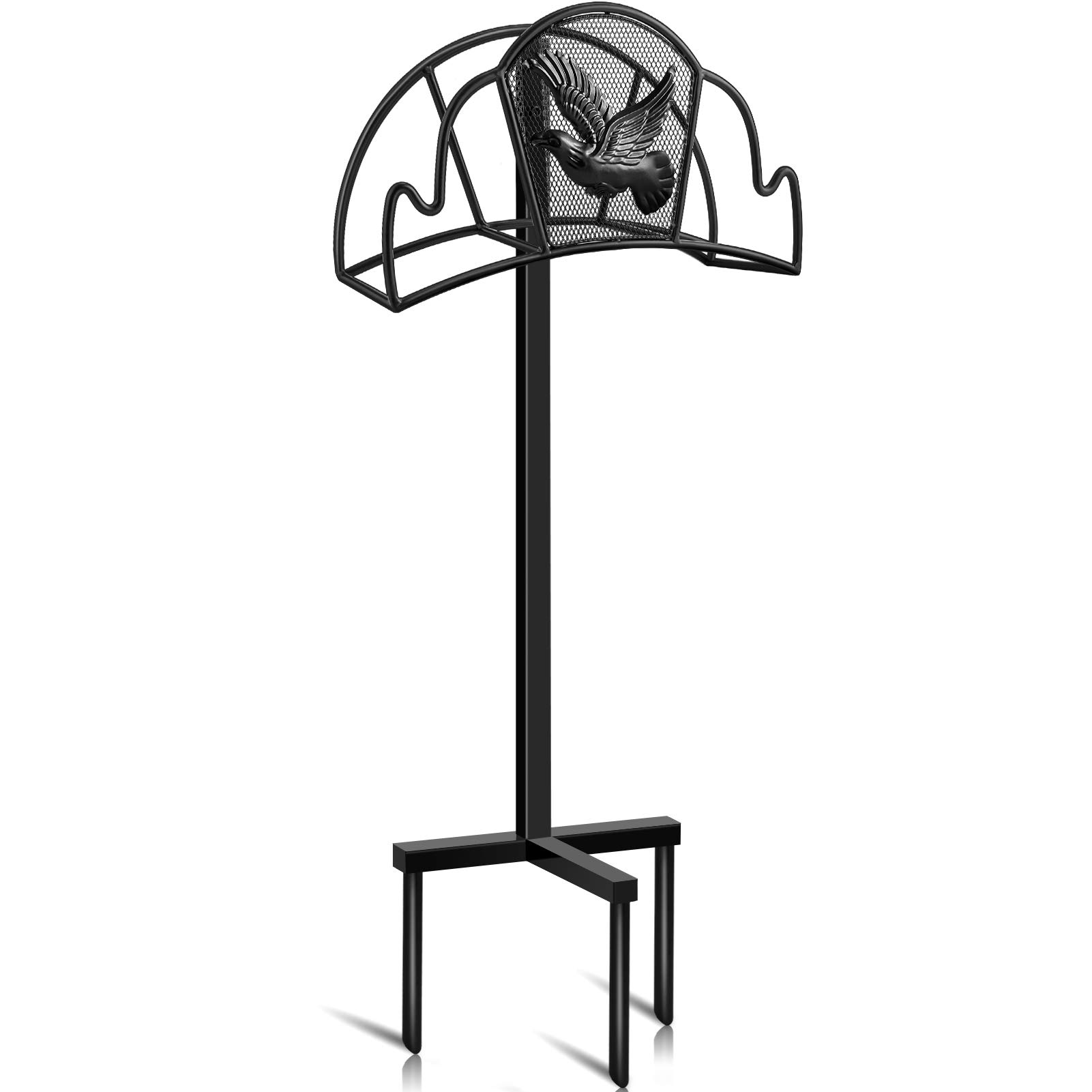 Amagabeli Garden HomeHolder Stand Freestanding Holds 125ft Water Detachable Rustproof Rack Storage Hanger Stakes Heavy Duty Decorative Free Standing in Ground for Outside Lawn Metal Black
