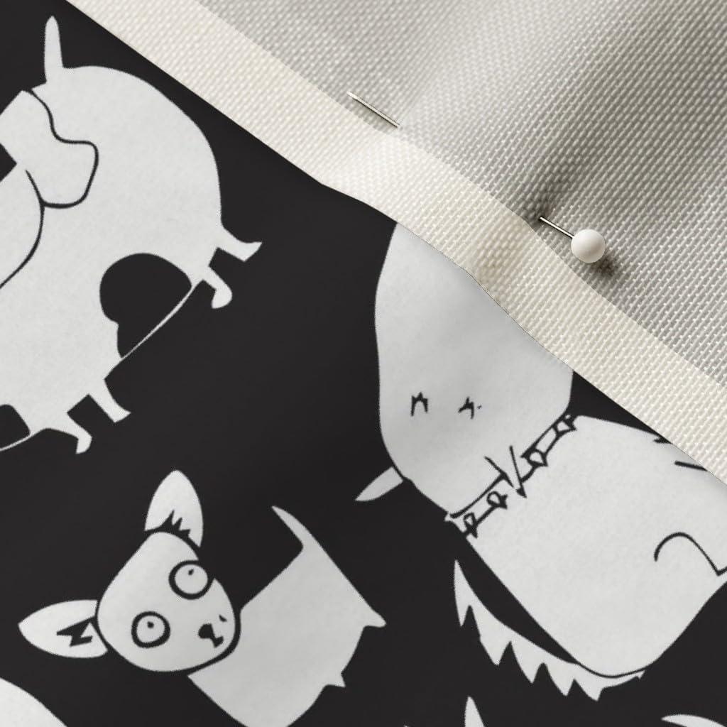 Spoonflower Fabric - Dogs Black White Puppy Dog Gray Silhouette Printed on Upholstery Velvet Fabric Fat Quarter - Upholstery Home Decor Bottomweight Apparel