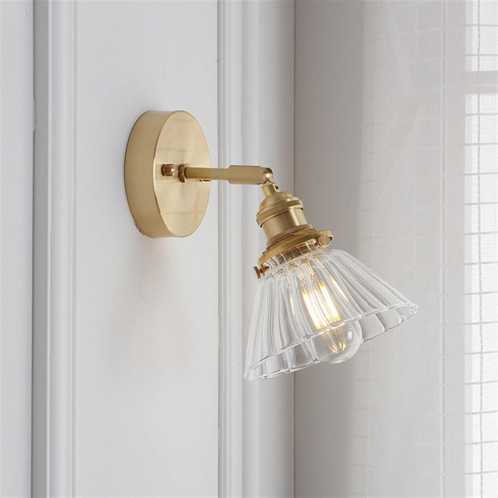 ASerZenith Copper Wall Lamp V-Intage Bedroom Beside Glass Modern Led Wall Lights Fixtures Bathroom Mirror Light,Chandelier Lighting,B
