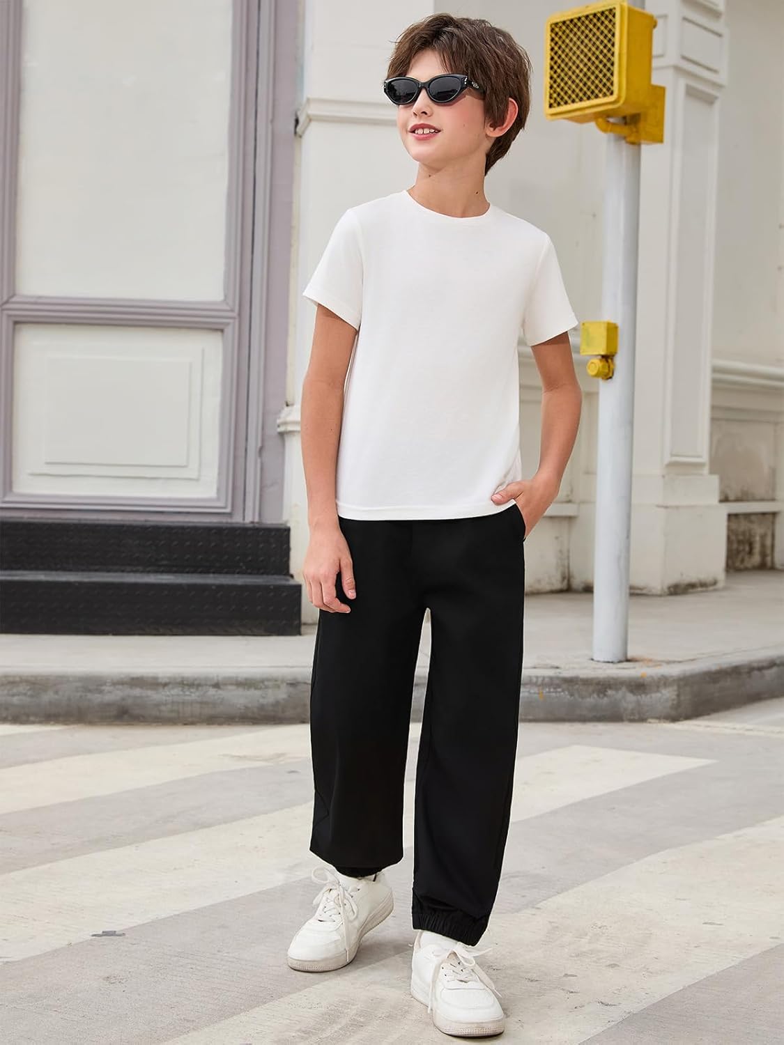 Haloumoning Boys Joggers Pants Kids Elastic Waist Pull On Cuffed Sweatpants 5-14 Years - Image 3