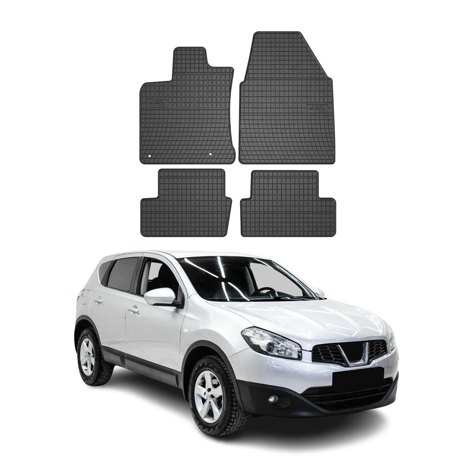 OMAC Fußmatten für Nissan Qashqai J10 2006-2014 Gummi 4X Schwarz