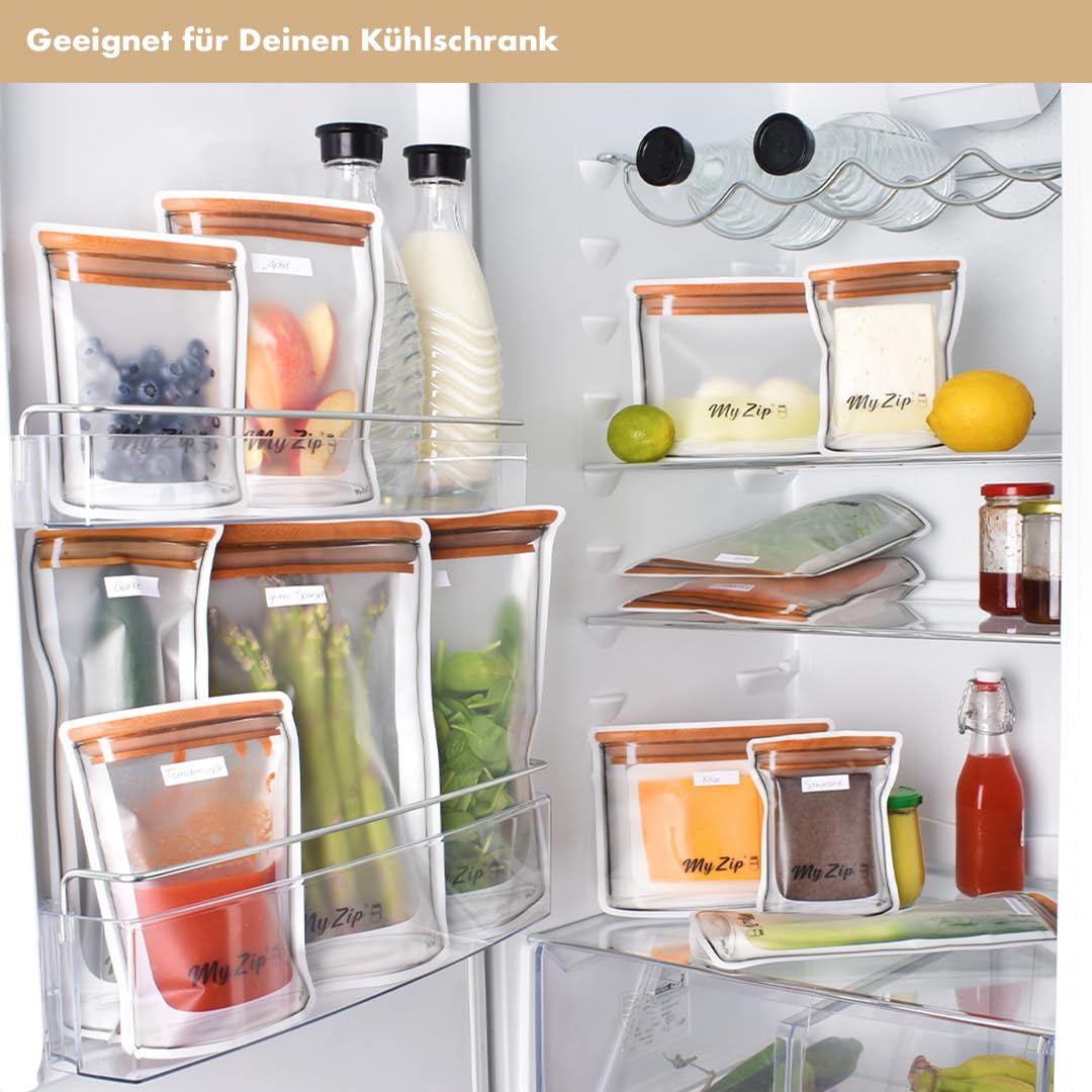 Original MyZip-Beutel – wiederverwendbare Aufbewahrungsbeutel – luftdicht, spülmaschinensicher & umweltfreundlich – ideal für Lebensmittel, Snacks & Gefrierschrank (18)