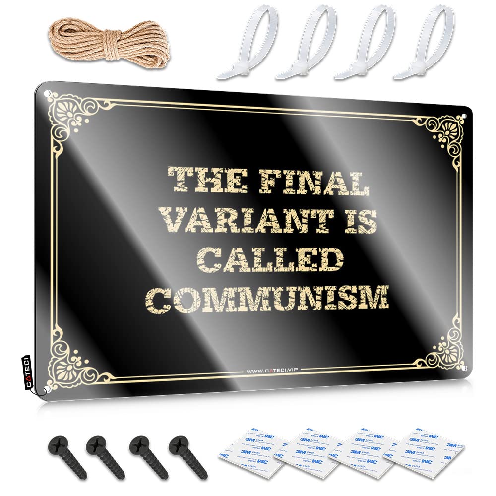Mwfkkaddb Men's Colour Tin Signs Camping Rules The Final Variant Is Called Communism Tin Sign Funny Alcohol Signs Funny Metal Signs Decor(20X30cm)